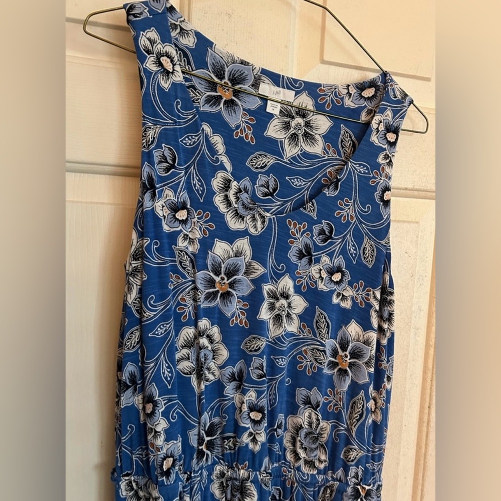 * NWOT J Jill tiered Maxi Dress Blue Floral SZ Medium *